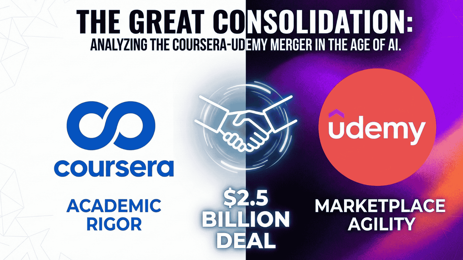 coursera udemy merger edtech barbell strategy visual